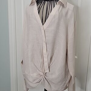 FATE Beige Button Up Blouse Size Small